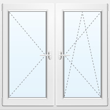 Окно двухстворчатое поворотное/поворотно-откидное 1400х1400 мм